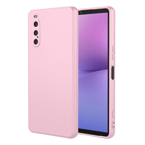 UPLAI Coque pour Sony Xperia 10 V, Très Mince Soyeux Toucher Silicone Liquide Antichoc Housse avec Prime Doublure Fibre, Souple TPU Élégant Étui. Rose