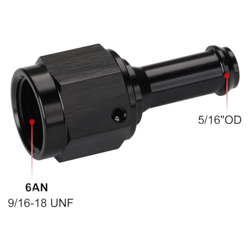 Podavelle 6AN Female to 5/16 Barb Hose Fitting Adapter Straight Swivel Aluminum Black by Podavelle - Image 2