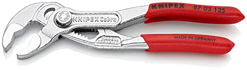 Image of KNIPEX 87 03 125 Cobra hightech water pump pliers chromeplated, nonslip and plasticcoated, 125 mm