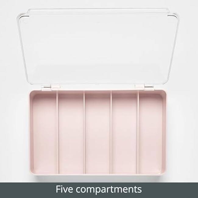 mDesign Plastic Stackable Eyeglass Case Storage Organizer with Hinged Lid for Unisex Sunglasses, Reading Glasses, Fashion Eye Wear, Protective Glasses, 5 Sections, Ligne Collection, 2 Pack, Light Pink