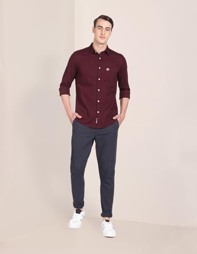 Image of U.S. Polo ASSN. Men's Solid Spread Collar Premium Cotton Dobby Tailored Fit Shirt