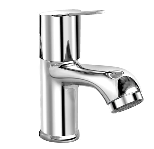 Image of Plantex Pillar Tap for Bathroom with Water Saving Aerator and Brass Spindle /Wash Basin Tap with Teflon Tape /Single Lever Water Tap - (Rio-Chrome)