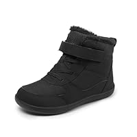 Boys Girls Winter Boots Kids Fur Lined Ankle Snow Boots Childrens Warm Walking Shoes Outdoor 9UK Child,Black