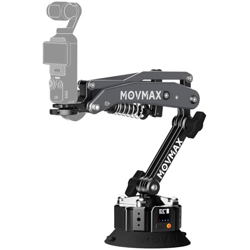 Movmax Blade Arm for DJI Pocket 4/3 Solar Electronic Suction Cup Camera Mount with 1/4 Screw DJI Osmo Pocket 3 Accessories Car Mount with Air Pressure Monitoring | Durable Battery | LCD Display