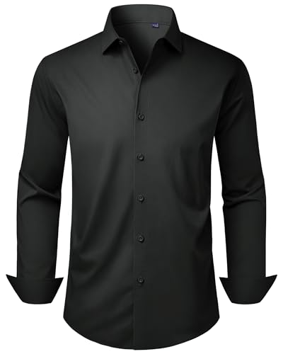 Alimens & Gentle Men’s Dress Shirts Long Sleeve Stretch Wrinkle Free Business Casual Button Down Shirt