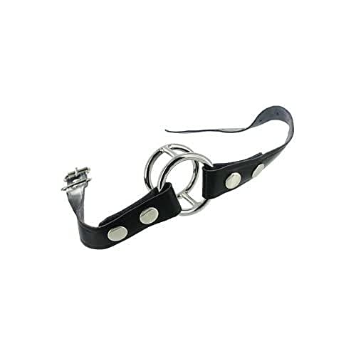 Gag anneaux métalliques cuir noir : réglage fluide et précis