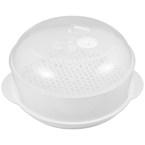 SAFIGLE Vaporera Redonda de Plástico para Microondas Utensilio de Cocina con Rejillas de Ventilación Ajustables Gran Capacidad y Textura Lisa Adecuado para Cocinar y Calentar Alimentos