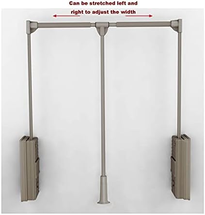 Adjustable Champagne Gold Drop-Down Wardrobe Hanging Rails, Soft Rebound Design, Space-Saving, 30kg Load Capacity, Fits 660-890mm Wardrobe, Easy Installation.