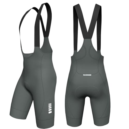 Lo.gas Rennrad Hose Herren Trägerhose Kurze Gepolstert 3 Taschen Atmungsaktiv SchnellTrocknend Elastisch Enganliegende Passform für Road Bike Gravel Radsport Grau Large