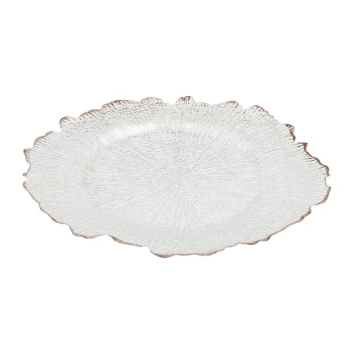 Set de 25 Platos Cargadores Transparentes Oro Rosa 12.6 pulg miniatura 1