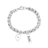 Fashion Stainless Steel Link Chain Wrist Cuff Chunky Bracelet with Faith Mustard Seed Charms for Men