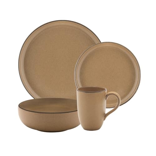 Aparelho De Jantar E Lanche 16 Peças Oxford Flat Ocre