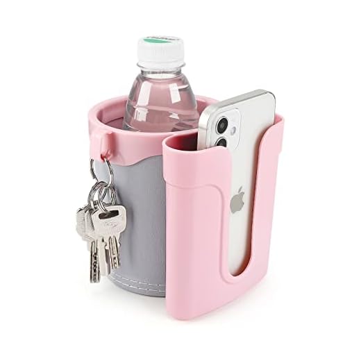 Accmor 3-in-1 Bike Cup Holder with Cell Phone Keys Holder, Bike Water Bottle Holders,Universal Bar Drink Cup Can Holder for Bicycles, Motorcycles, Scooters, Grey Pink