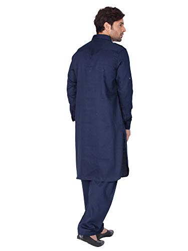 Elina fashion Men's Tunic Cotton Pathani Style Set Indian Pakistani Traditional Wear3