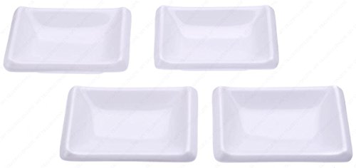 Rectangular Melamine Soy Dipping Sauce Dishes, Set of 4 Dishes, 3-5/8 Inches (L) x 2-3/8 Inches (W) x 1 Inches (H), 1-Ounces