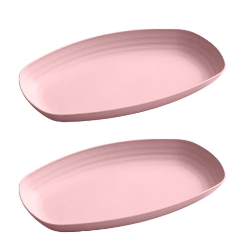Image of Unbreakable Deep Wheat Straw Dinner Plastic Plates Unbreakable Kids Plates for Kitchen Alternative for Plastic Tray Eating Nashta Dishes Dishwasher Safe Dinnerware (Pink, Pack of 2)