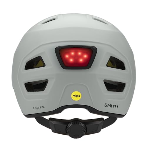Smith Express Cycling Helmet – Adult Road Bike Helmet With Mips Technology – Lightweight Impact Protection For Men & Women – Removable Visor + Integrated Rear Light – Matte Cloudgrey, Medium #TOP1