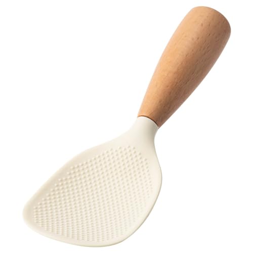 Rice Paddle Spoon Non-Stick Vertical Rice Spoon Kitchen Tool with Wooden Handle Stand Up Serving Spoon Spatula for Kitchen Cooking