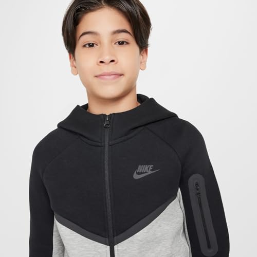 Nike Sportswear Tech Fleece Big Kids' Full-Zip Hoodie (Dark Grey Heather/Black/Black/Black)4
