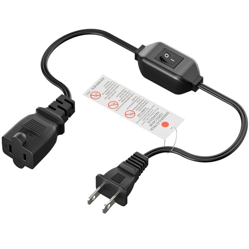 On Off Switch Extension Cord [2-Feet] 2-Prong Polarized Extension Cord with Switch 12A/125V for Your Chargers/Lamp/Power Adapters etc 16AWG Cord