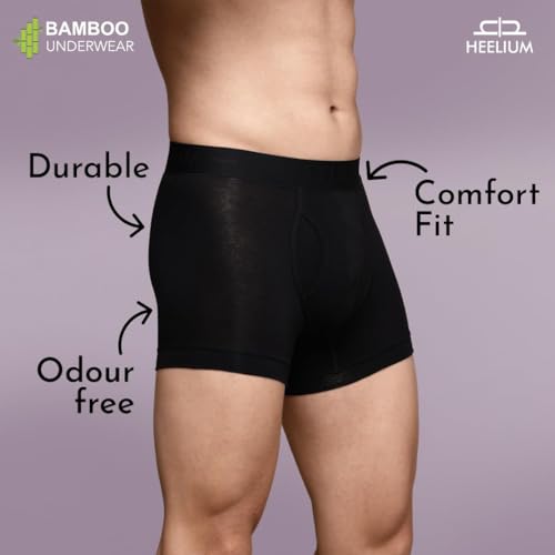 Image of HEELIUM Bamboo Trunks for Men with Keyhole Fly | 3X Softer Than Cotton for All-Day Freshness | Soft & Durable Waistband | Easy Access Underwear for Ultimate Comfort
