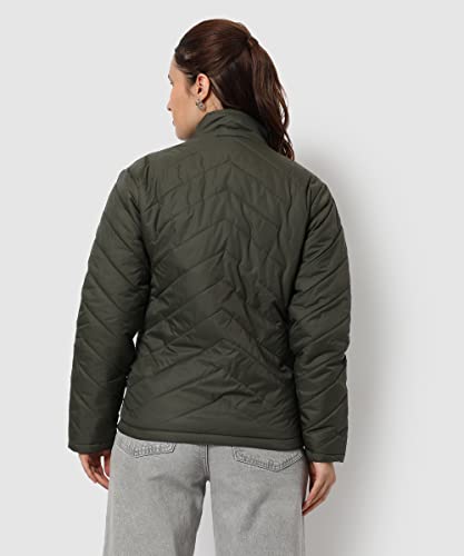 Image of PINACOLADA Women's Pink Puffer Regular Fit Bomber Jacket For Winter Wear | Standing Collar | Full Sleeve | Buttoned | Casual Jacket For Woman & Girl | Western Stylish Jacket For Women