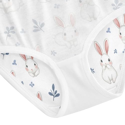 ZZKKO White Rabbit Leaves Girls Underwear Toddler Panties for Girls Comfort Brief Size 2T-8Y4