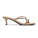 Athlefit Women's Strappy Kitten Heels Square Open Toe Low Flip Flop Heels Fashion Party Dress Thong Heeled Sandals Camel Size 8