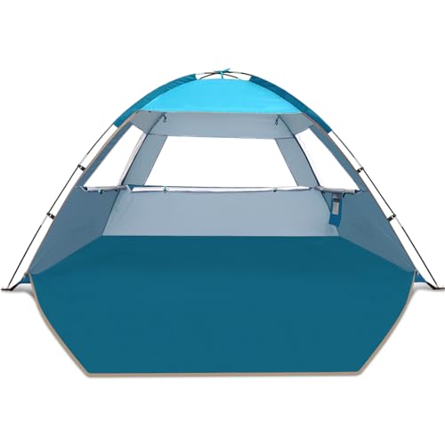 COMMOUDS Beach Tent Sun Shade for 3/4/6/8 Person, UPF 50+ Beach Sun Shelter Canopy Tent, Lightweight, Easy Set Up and Carry