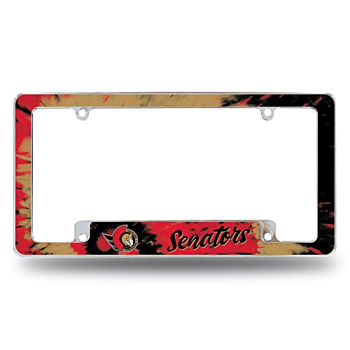 Rico Industries NHL Ottawa Senators Tie Dye 12" x 6" Chrome All Over Automotive License Plate Frame for Car/Truck/SUV