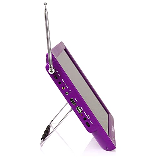 Image of Trexonic Portable Rechargeable 14 Inch LED TV with HDMI, SD /MMC, USB, VGA, AV in /Out and Built-in Digital Tuner, Purple