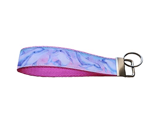 Pink pastel dolphin key fob, Julie Ng Studio handmade, ocean fish flipper bottle nose dolphin wristlet, kawaii fish keychain car lanyard