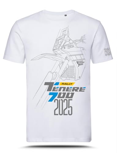 T-shirt avec graphique AZ Graphishop compatible avec Yamaha Ténéré 700 Rally 2025 TS-FM-202, Blanc, L