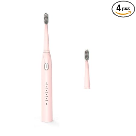 Rilapp Ultra Flow 2.0 Rechargeable Sonic Electric Toothbrush | Electric Brush with Soft Bristle | 2 Brush Heads | 5 Operational Mode | 50 Days Long Battery Life | Electric Toothbrush For Adult (Pink)