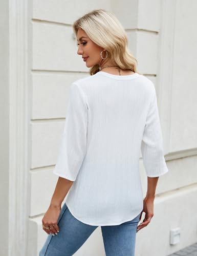 Blooming Jelly Womens Button Down Shirts Lace Crochet Dressy Casual Tops 3/4 Sleeve Work Summer Outfits 20253