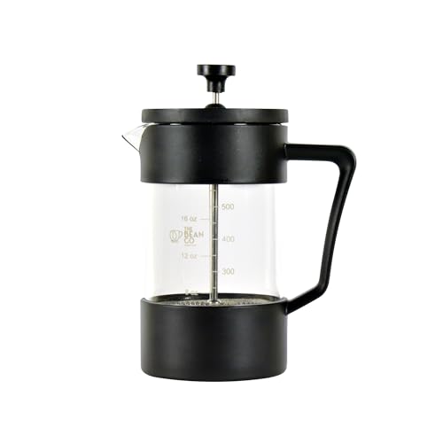 Image of THE BEAN CO French Press Coffee Maker 600 ml | Heat Resistant Borosilicate Glass | 4 Level Filteration (Black)