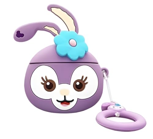 Image of New Cute Soft Silicone Case Compatible with Apple AirPods 4 Generation (2024) Full 360 Protection Dust-Proof Shockproof Case Cover with Hook (Cover Only) (Stelalou-Rabbit)