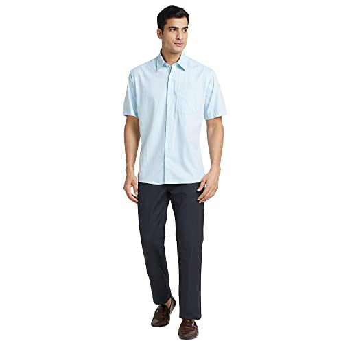 Image of Colorplus Men's Pure Cotton Solid Pattern Classic Fit Spread Collar Half Sleeve Casual Shirt
