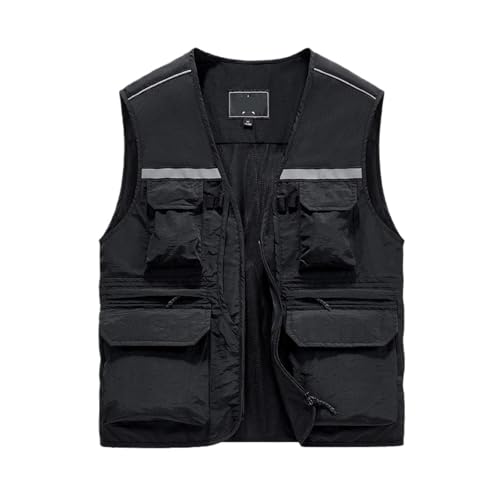 JYARZ Chaleco Deportivo Reflectante De Seguridad con Múltiples Bolsillos For Exteriores(Black,3XL)