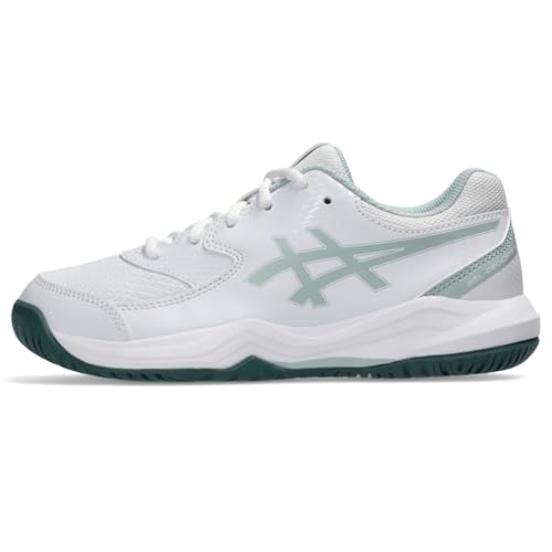 ASICS Kid's Gel-Dedicate 8 Grade School Tennis Shoes, 4, White/Cold Moss