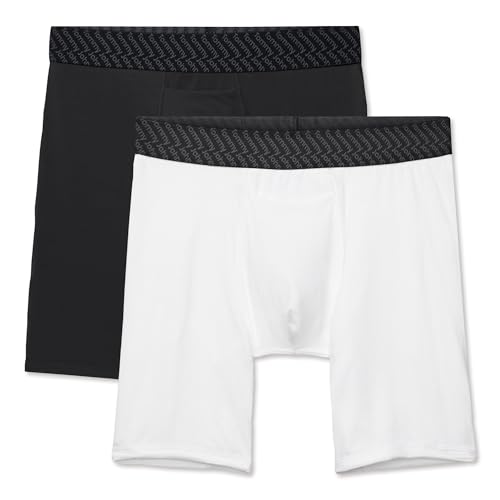 Tommy John Men’s Boxer Brief 8” Underwear - Cotton Basics Boxers with Supportive Contour Pouch