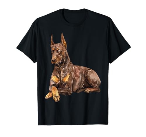 Watercolour Portrait Doberman Pinscher for Dog Owners T-Shirt