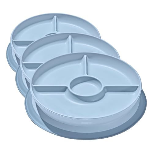 OXO Tot Stick and Stay Suction Divided Plate (Dusk, Pack of 3)