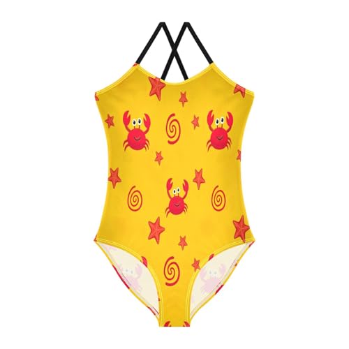 Cute Red Cartoon Crabs Swimming Suits for Kids, Summer Beach Bathing Suit, 3-10