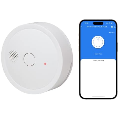 HEIMAN Wireless WiFi Smart Smoke Alarm, Photoelectric Smoke detector with 5 Year Battery Life,EN14604,Low Battery Warning Cover