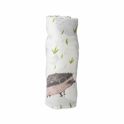 Image of Little Unicorn Deluxe Swaddle | Single | 100% Rayon Muslin from Bamboo | Super Soft | Newborns and Infants | Large 47 inch x 47 inch | Machine Washable (Hedgehog)