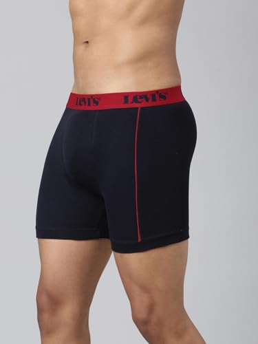 Image of Levi's 007A Classic Boxer Briefs for Men | 100% Pure Cotton | Solid Men's Underwear | Breathable | Anti-Roll Waistband | Extra Supportive Gusset | Functional Fly | Long Length Fit | Pack of 3