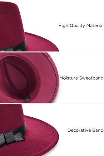 Image of BABEYOND 1920s Fedora Hat for Men Gatsby Wide Brim Fedora Hat Felt Panama Cap with Band for Women Men