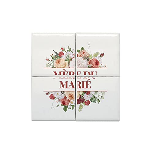Carreaux céramique décoratif mariage bouquet fleurs x4