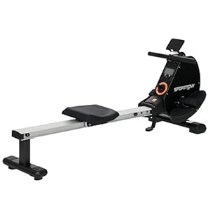 SPORTNOW Magnetic Rowing Machine for Home Use, Compact Folding Rower Machine with Dual Aluminium Slid Rail and LCD Monitor, Vertical Storage, for Cardio Training, 150kg Weight Capacity